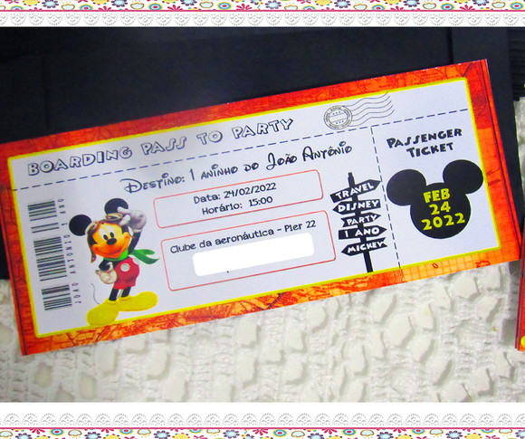 Convite Passagem Aérea Mickey Aviador - Imagem 2