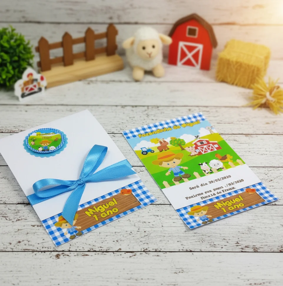 Convite Personalizado Abre e Fecha Fazendinha - Imagem 1