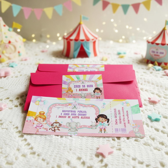 Convite Personalizado Ingresso de Circo Menina - Imagem 2