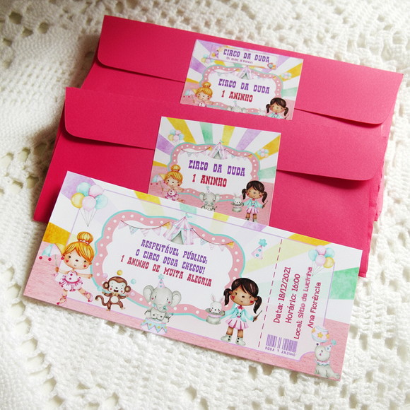 Convite Personalizado Ingresso de Circo Menina - Imagem 3
