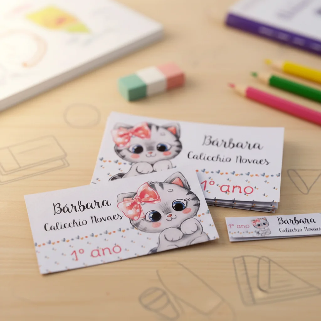 Etiquetas Escolares Personalizadas Gatinha
