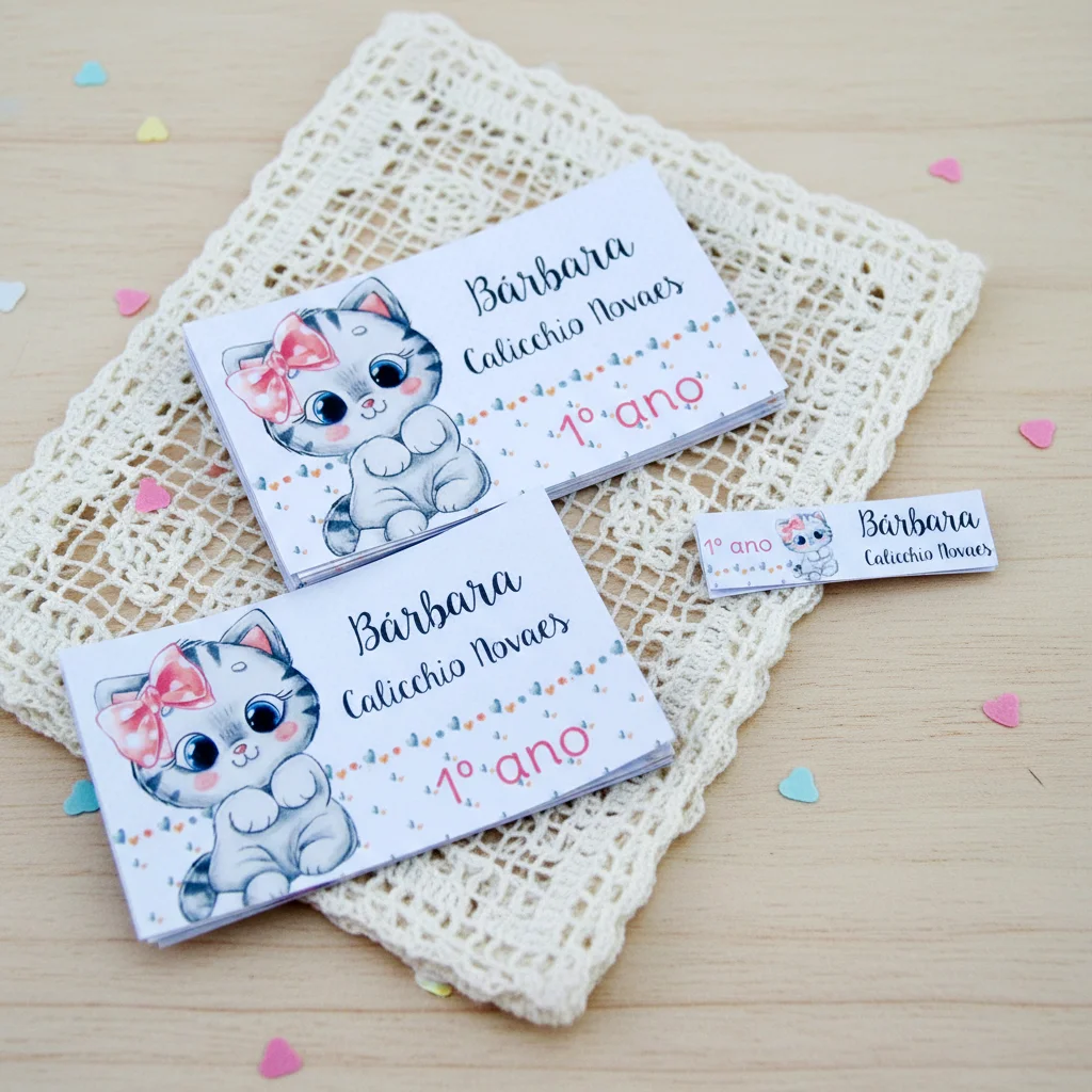 Etiquetas Escolares Personalizadas Gatinha - Imagem 2
