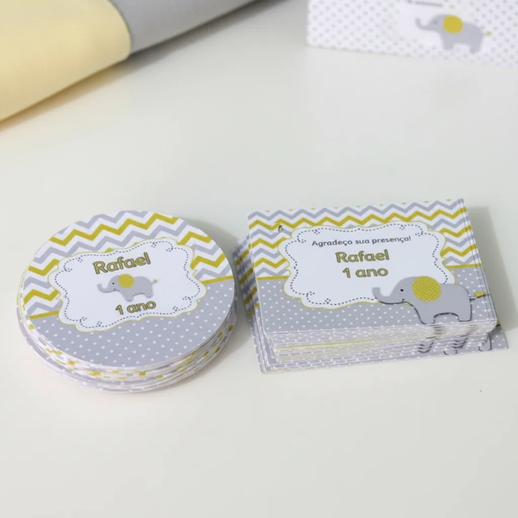Kit Adesivo e Tag Chá de Bebê Elefantinho (30 pares| - Imagem 3