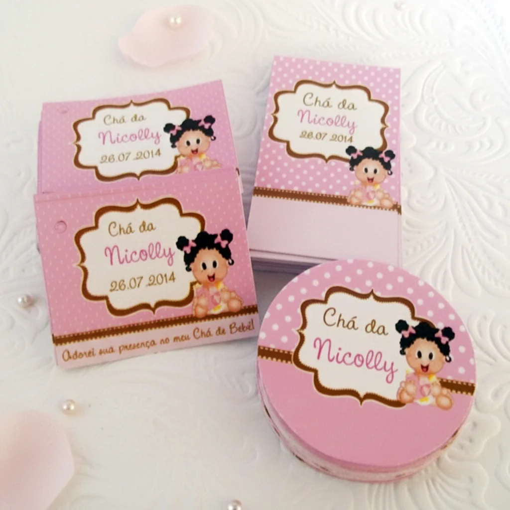 Kit Adesivo e Tag Chá de Bebê Menina (30 pares) - Imagem 1