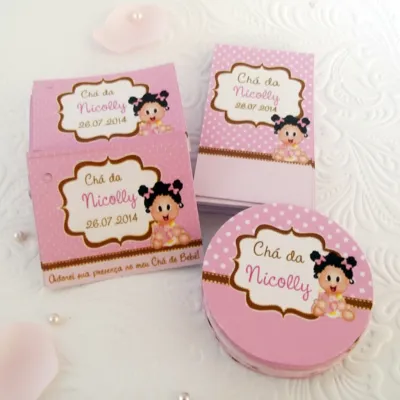Kit Adesivo e Tag Chá de Bebê Menina (30 pares)