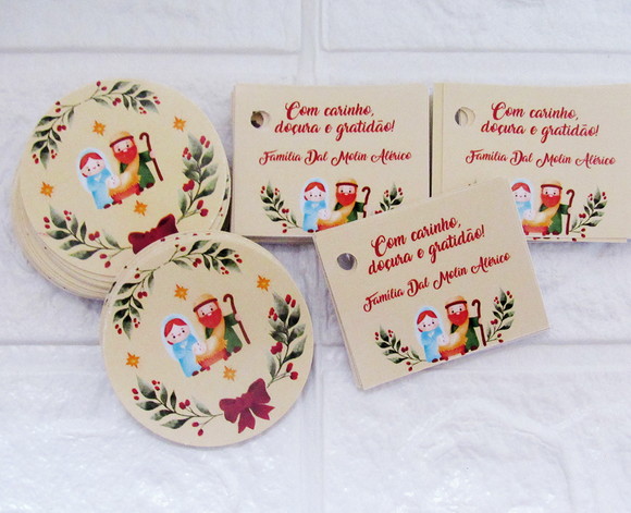Kit Adesivo e Tag Natal (30 pares)