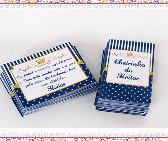 Kit Adesivo e Tag Personalizados Realeza (30 pares) - Imagem 1