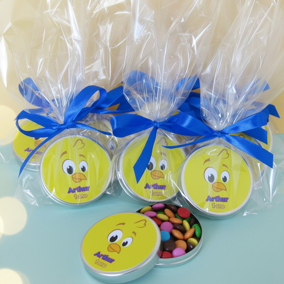 Latinha Personalizada com Balinhas Pintinho Amarelinho