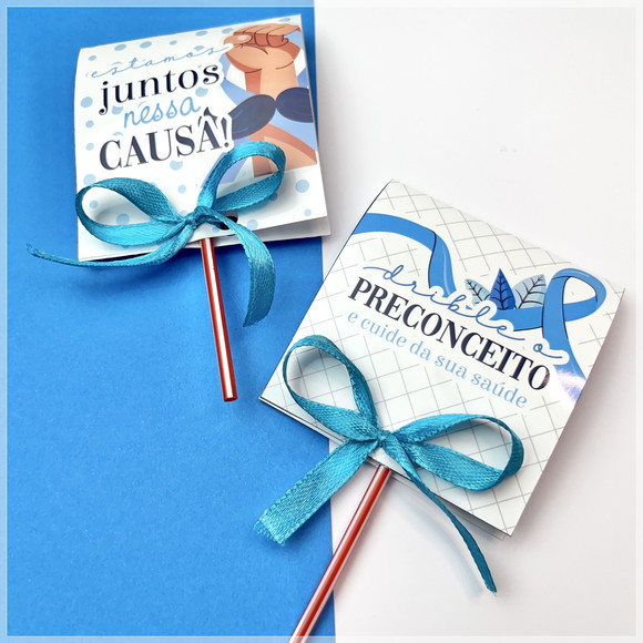 Pirulito com Capinha Personalizada Novembro Azul