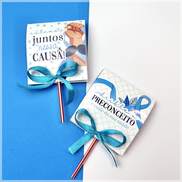 Pirulito com Capinha Personalizada Novembro Azul - Imagem 2