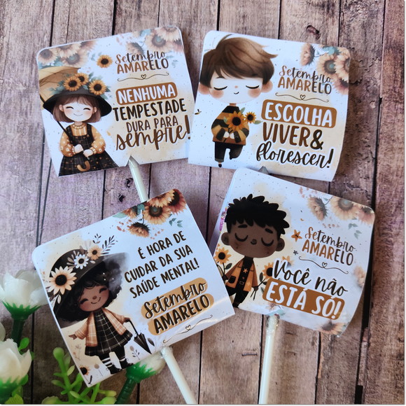 Pirulito com Capinha Personalizada Setembro Amarelo