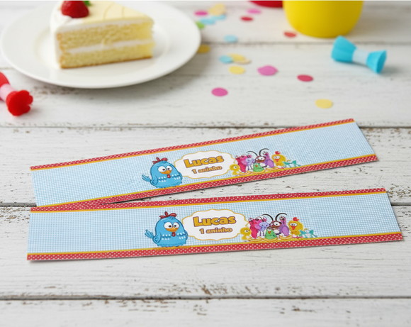Rótulo Garrafinha de Refrigerante ou Água Galinha Pintadinha ( 20 unidades)