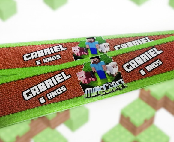 Rótulo Garrafinha de Refrigerante ou Água Minecraft