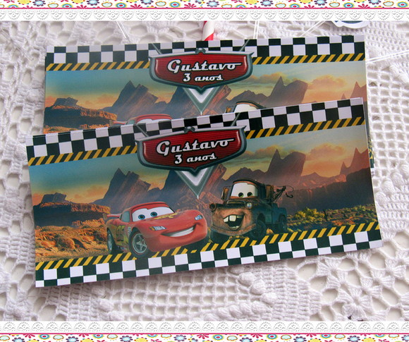 Rótulo para Cofrinho Carros Disney