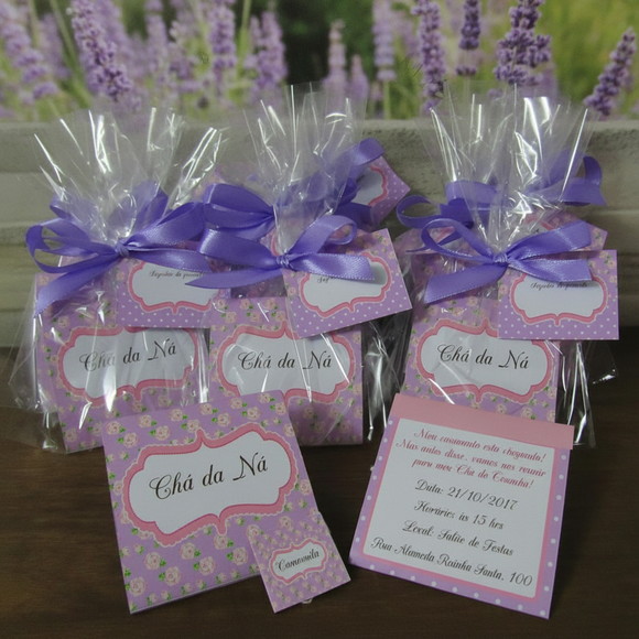 Sachê de Chá Personalizado Floral Lilás