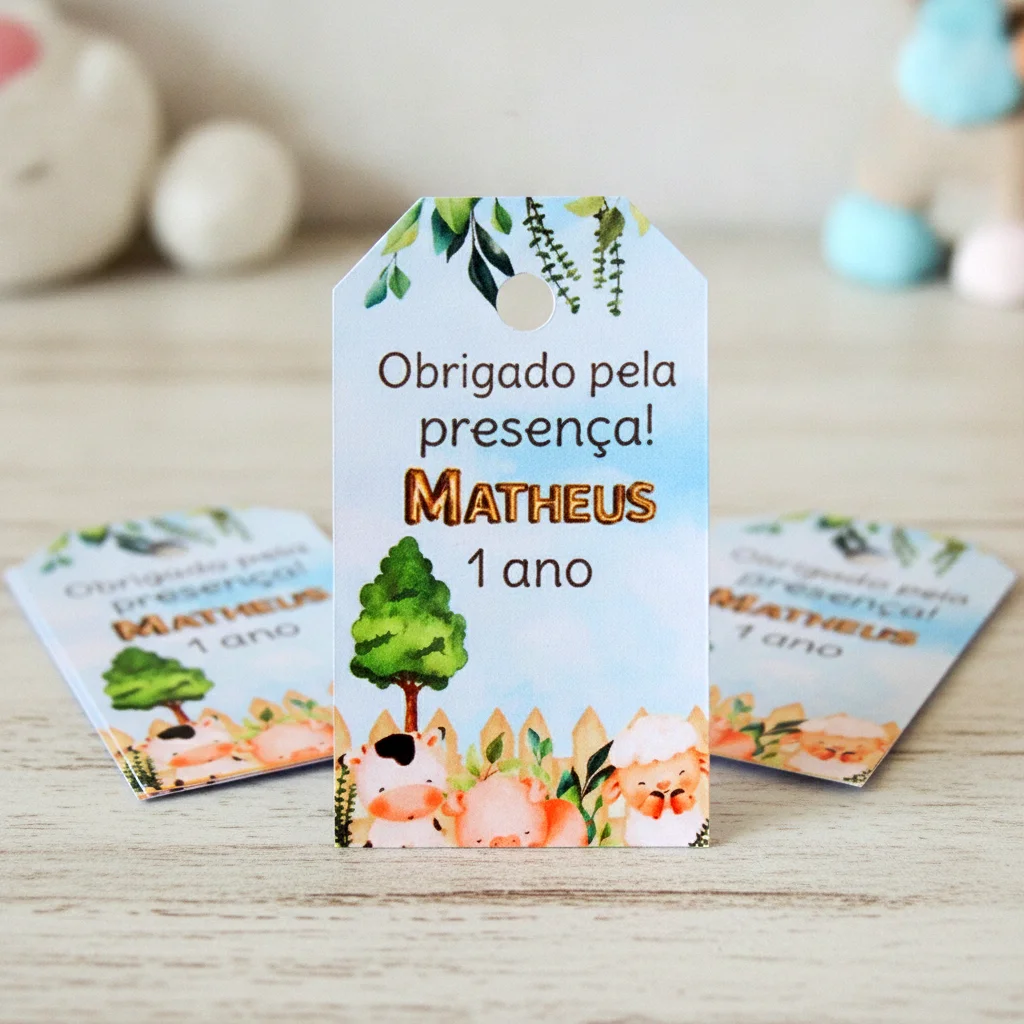 Tag Fazendinha Aquarela (50 unidades) - Imagem 3