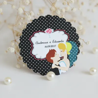Tag para Lembrancinha Casamento Noivinhos (50 unidades)