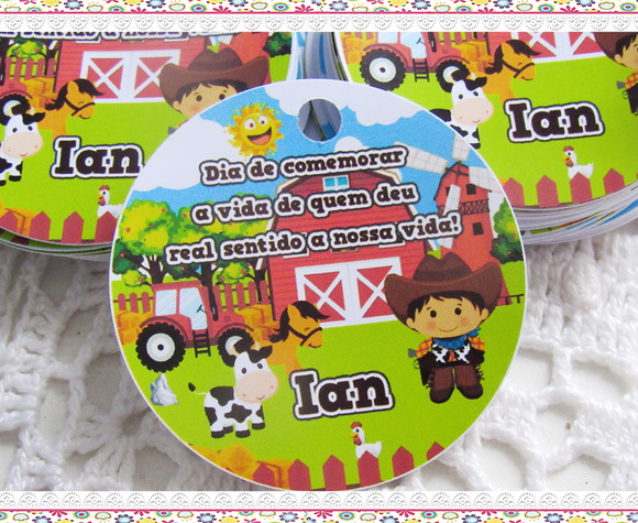 Tag para Lembrancinha Fazendinha ( 50 unidades) - Imagem 2