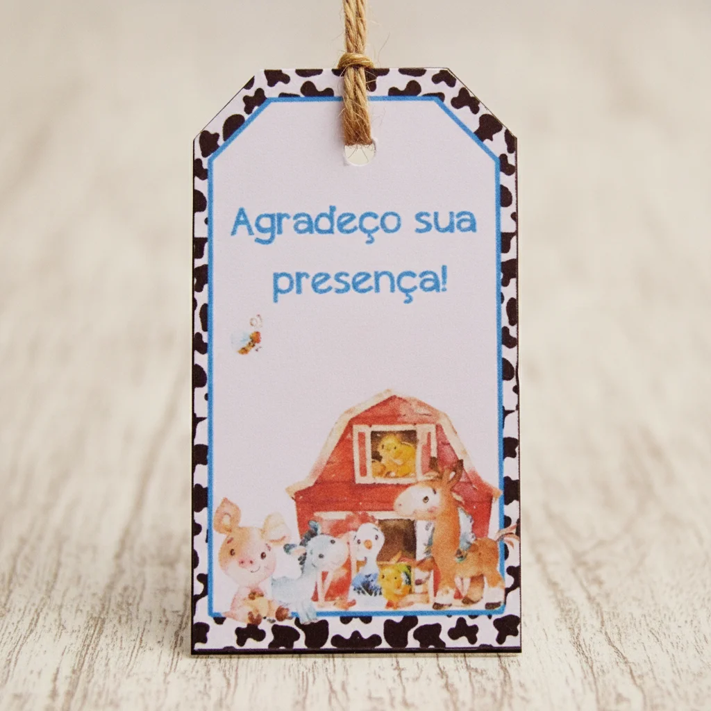 Tag para Lembrancinha Fazendinha Aquarela (50 unidades) - Imagem 3