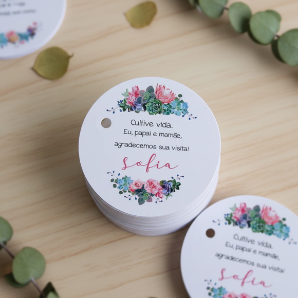 Tag para Lembrancinha Floral ( 50 unidades)