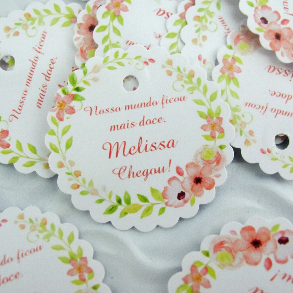 Tag para Lembrancinha Floral (50 unidades)