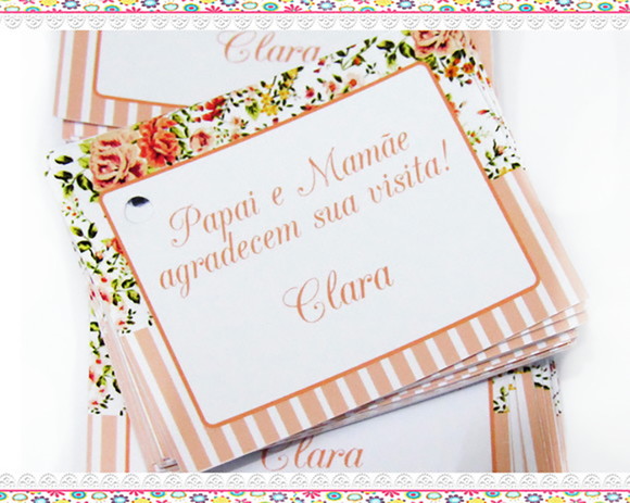 Tag para Lembrancinha Floral Rose (50 unidades) - Imagem 1