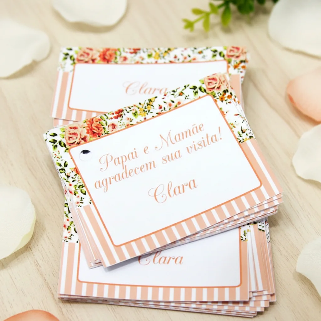 Tag para Lembrancinha Floral Rose (50 unidades) - Imagem 2