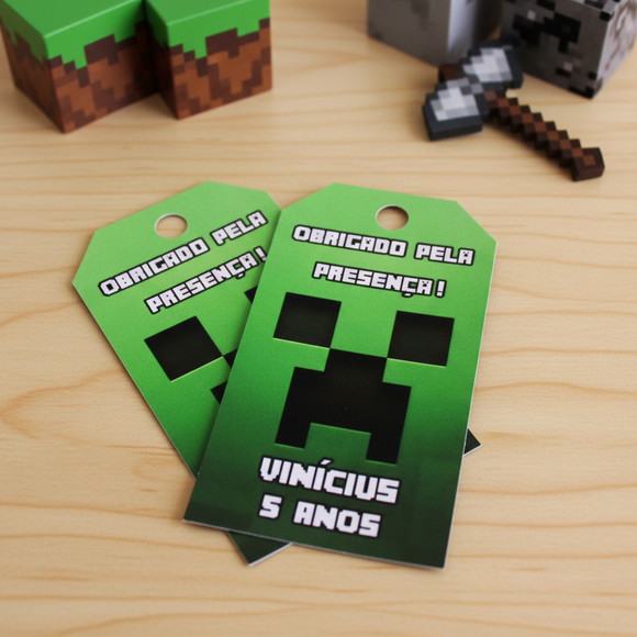Tag para Lembrancinha Minecraft (50 unidades)