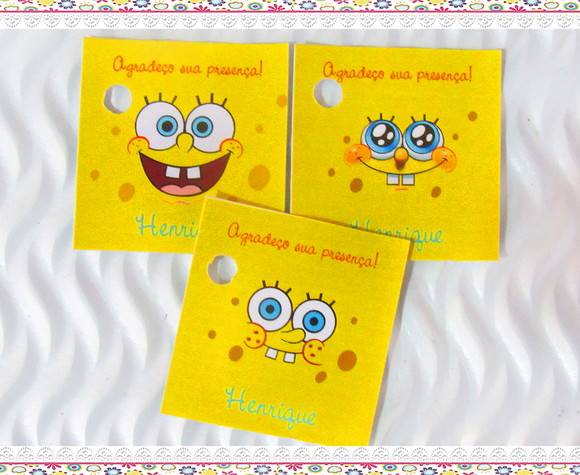 Tag Personalizada Bob Esponja (50 unidades) - Imagem 3