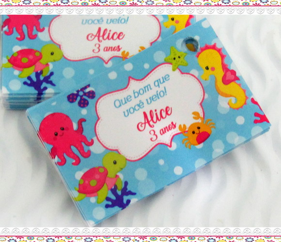 Tag Personalizada Fundo do Mar (50 unidades) - Imagem 3