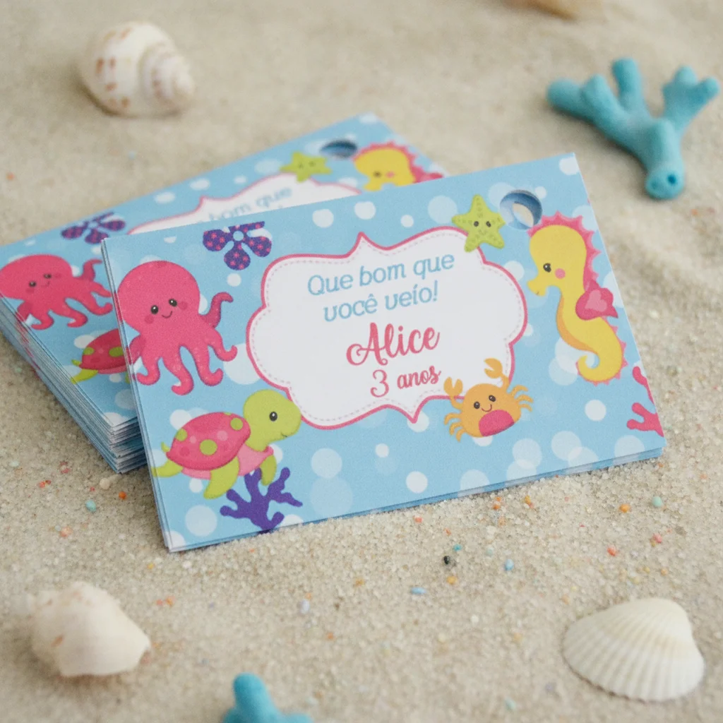 Tag Personalizada Fundo do Mar (50 unidades) - Imagem 2