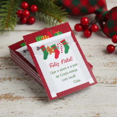 Tag Personalizada Natal Meias Lareira  ( 50 unidades)