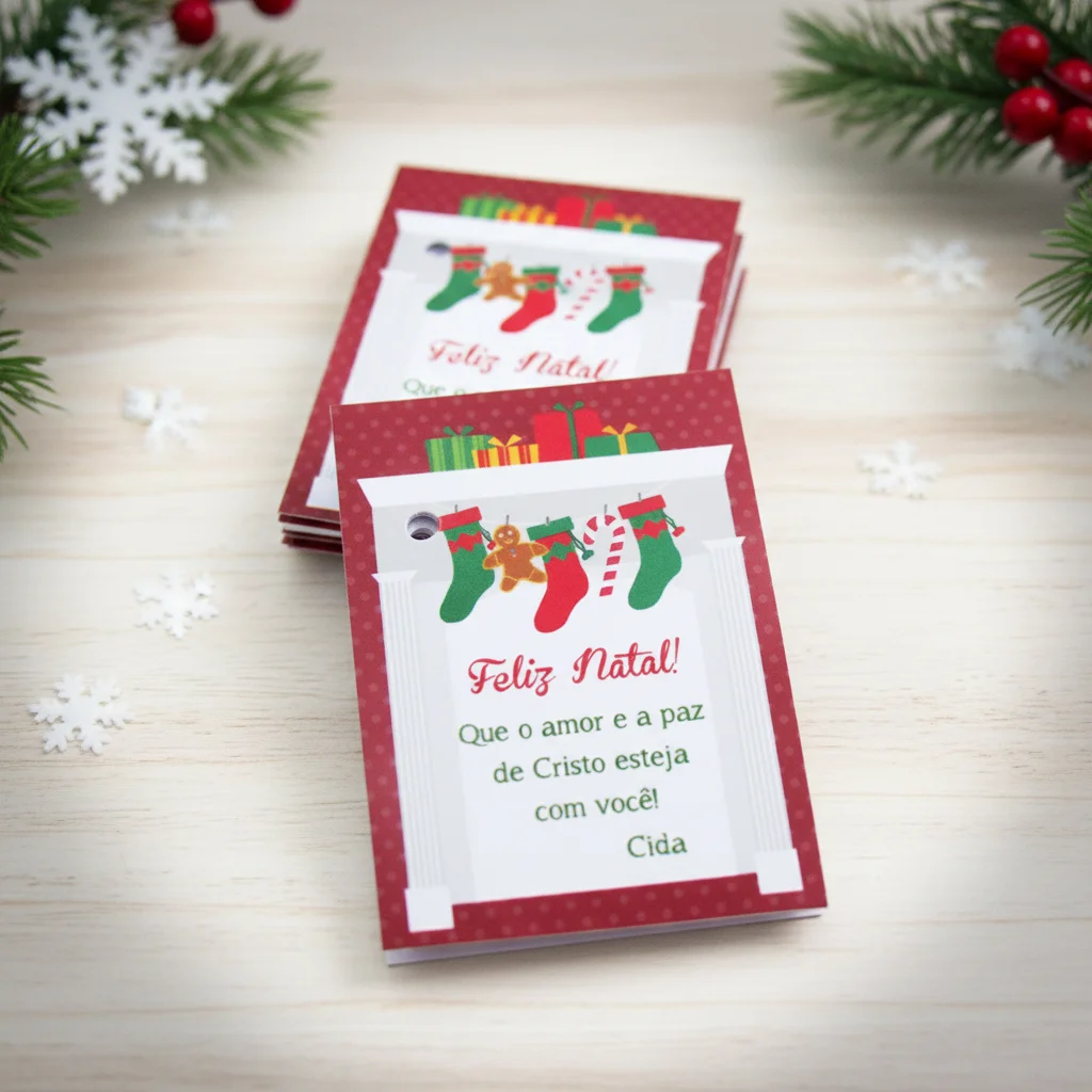 Tag Personalizada Natal Meias Lareira ( 50 unidades) - Imagem 2
