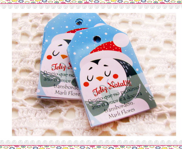 Tag Personalizada Natal Pinguim ( 50 unidades) - Imagem 2
