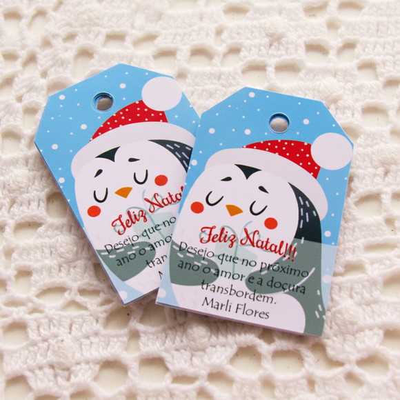 Tag Personalizada Natal Pinguim ( 50 unidades) - Imagem 3