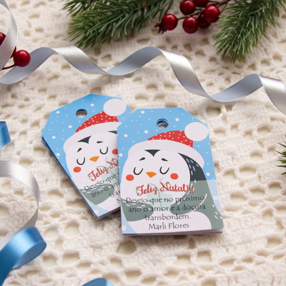 Tag Personalizada Natal Pinguim ( 50 unidades)