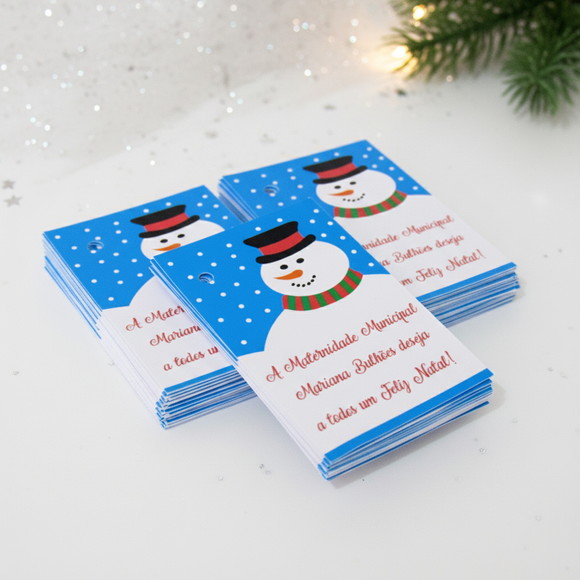 Tag Personalizada para Lembrancinha Boneco de Neve ( 50 unidades) - Imagem 2