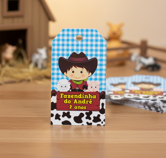 Tag Personalizada para Lembrancinha Fazendinha ( 50 unidades) - Imagem 2