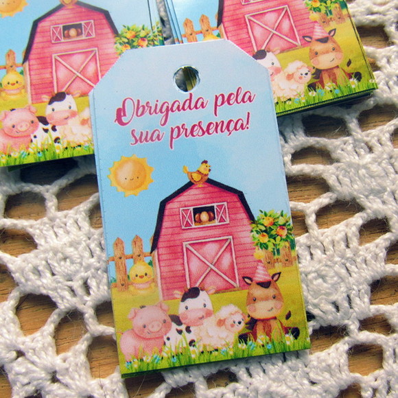 Tag Personalizada para Lembrancinha Fazendinha Menina ( 50 unidades) - Imagem 1
