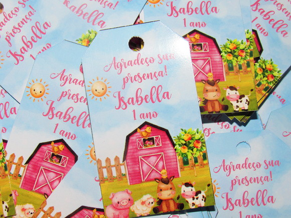 Tag Personalizada para Lembrancinha Fazendinha Menina ( 50 unidades) - Imagem 3