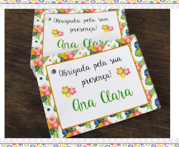 Tag Personalizada para Lembrancinha Hawaii ( 50 unidades) - Imagem 1