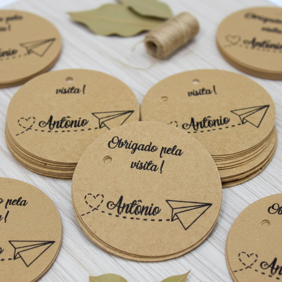 Tags em Papel Kraft - Aviãozinho (50 unidades)