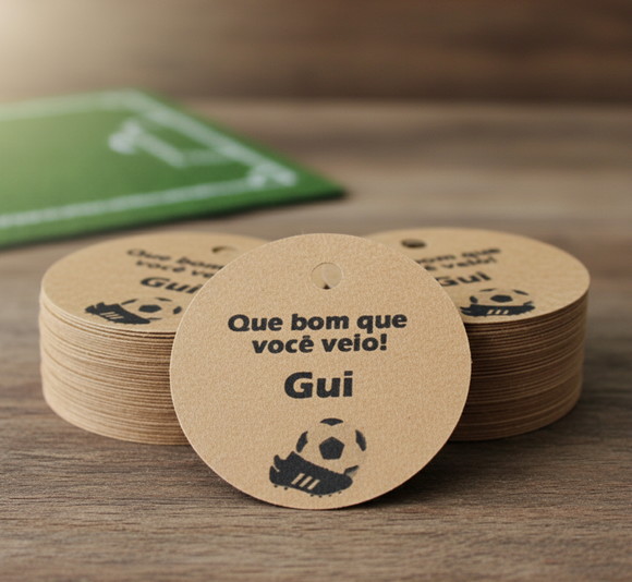 Tags em Papel Kraft - Futebol (50 unidades)