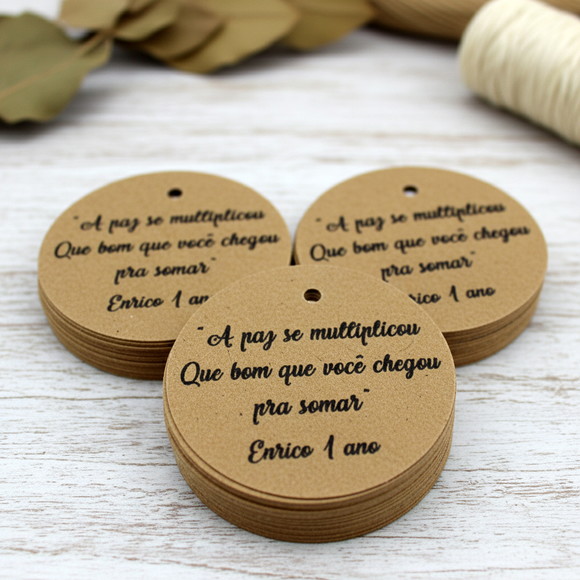 Tags em Papel Kraft - Mensagem Personalizada (50 unidades)