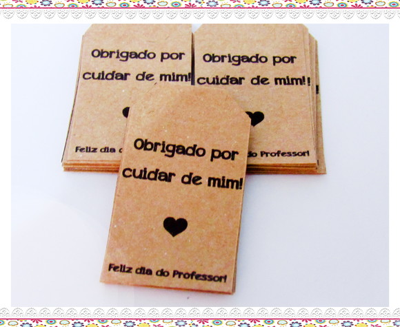 Tags em Papel Kraft Dia dos Professores (50 unidades) - Imagem 1