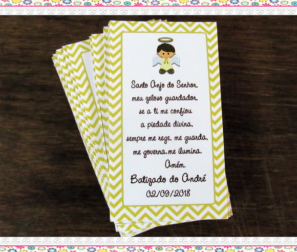 Tags para Batizado Oração Santo Anjo ( 50 unidades) - Imagem 2