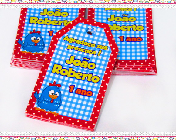 Tags Personalizadas Galinha Pintadinha ( 50 unidades) - Imagem 1