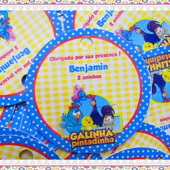 Tags Personalizadas Galinha Pintadinha ( 50 unidades)