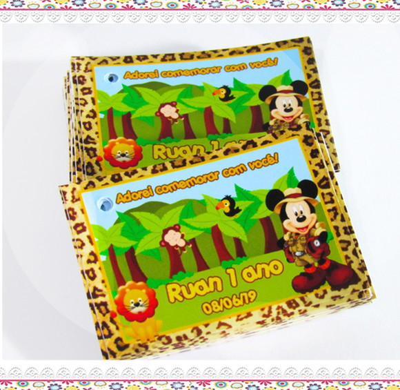 Tags Personalizadas para Lembrancinha Mickey Safari ( 50 unidades)