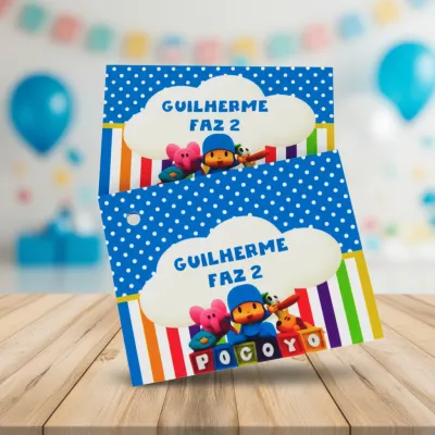 Tags Personalizadas para Lembrancinha Pocoyo  ( 50 unidades)